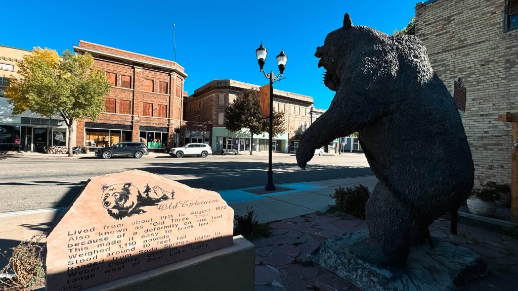 old ephraim bear statue at the chamber of commerce