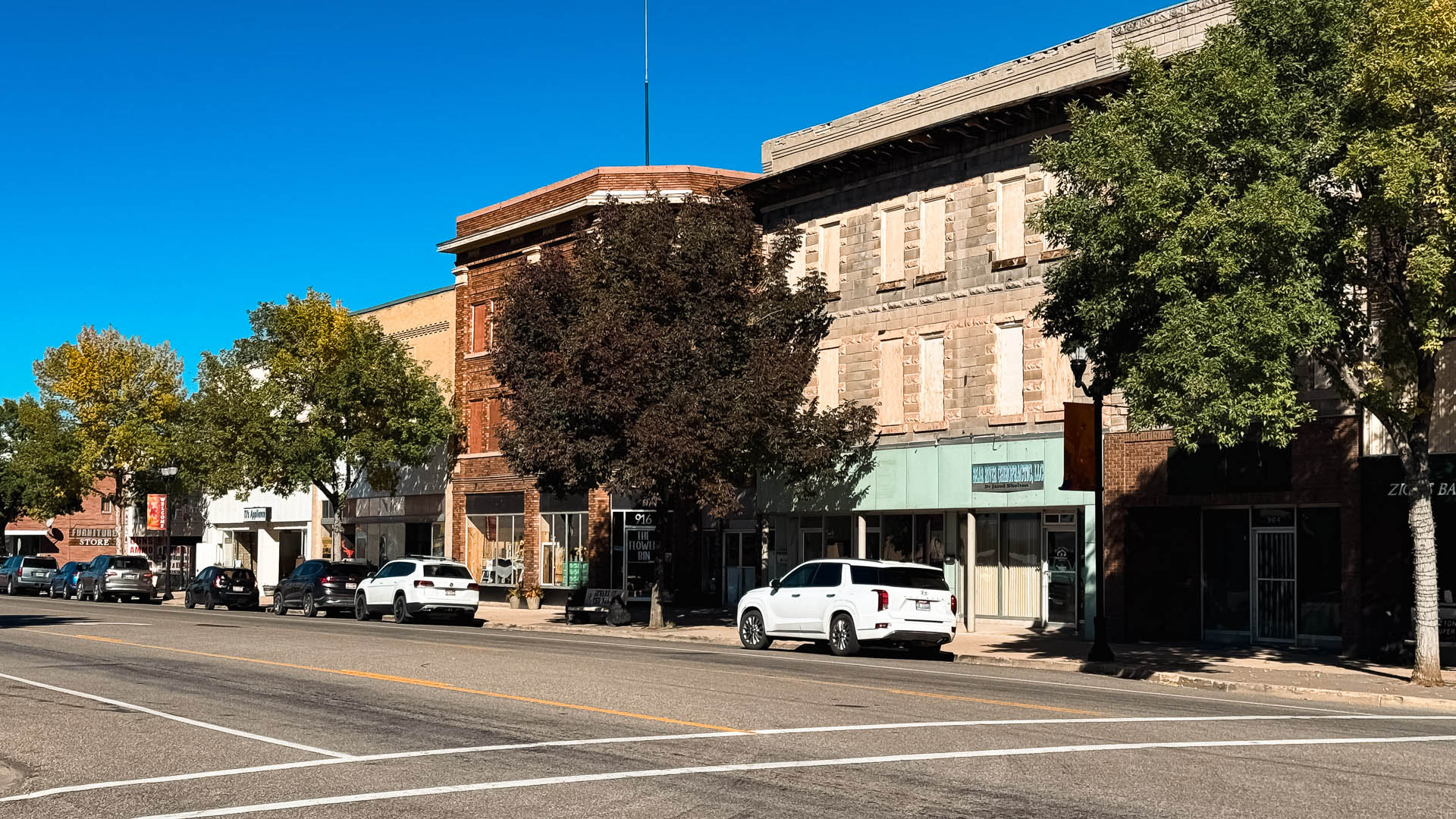 storefronts along main street